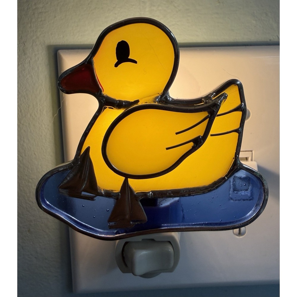 Glass Duck Sailboat Night Light Stained Glass Nautical Beach Cottage Decor